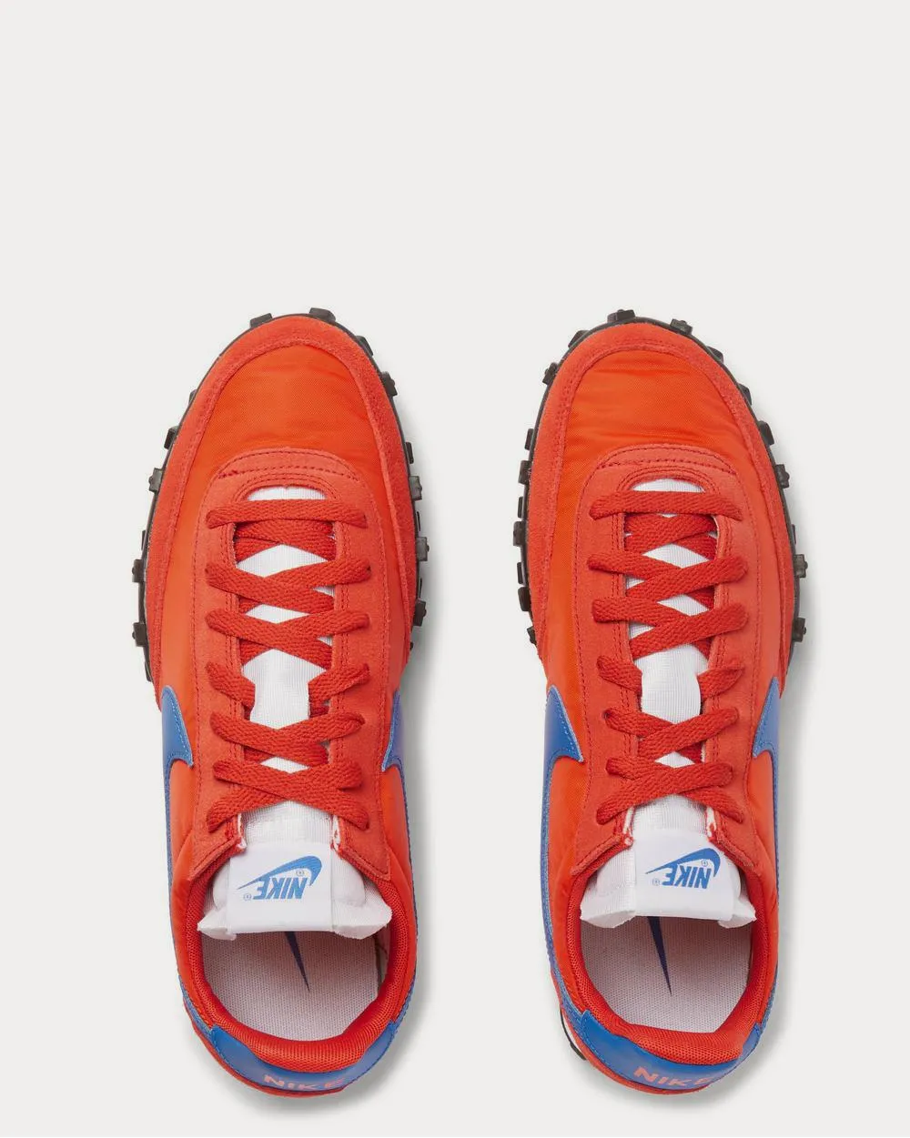 Waffle Racer Leather-Trimmed Shell and Suede  Red low top sneakers