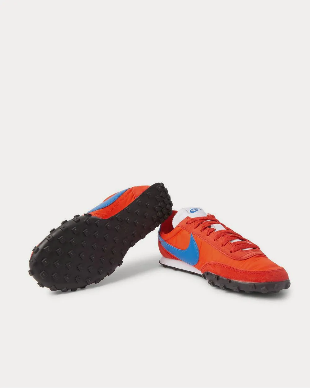 Waffle Racer Leather-Trimmed Shell and Suede  Red low top sneakers