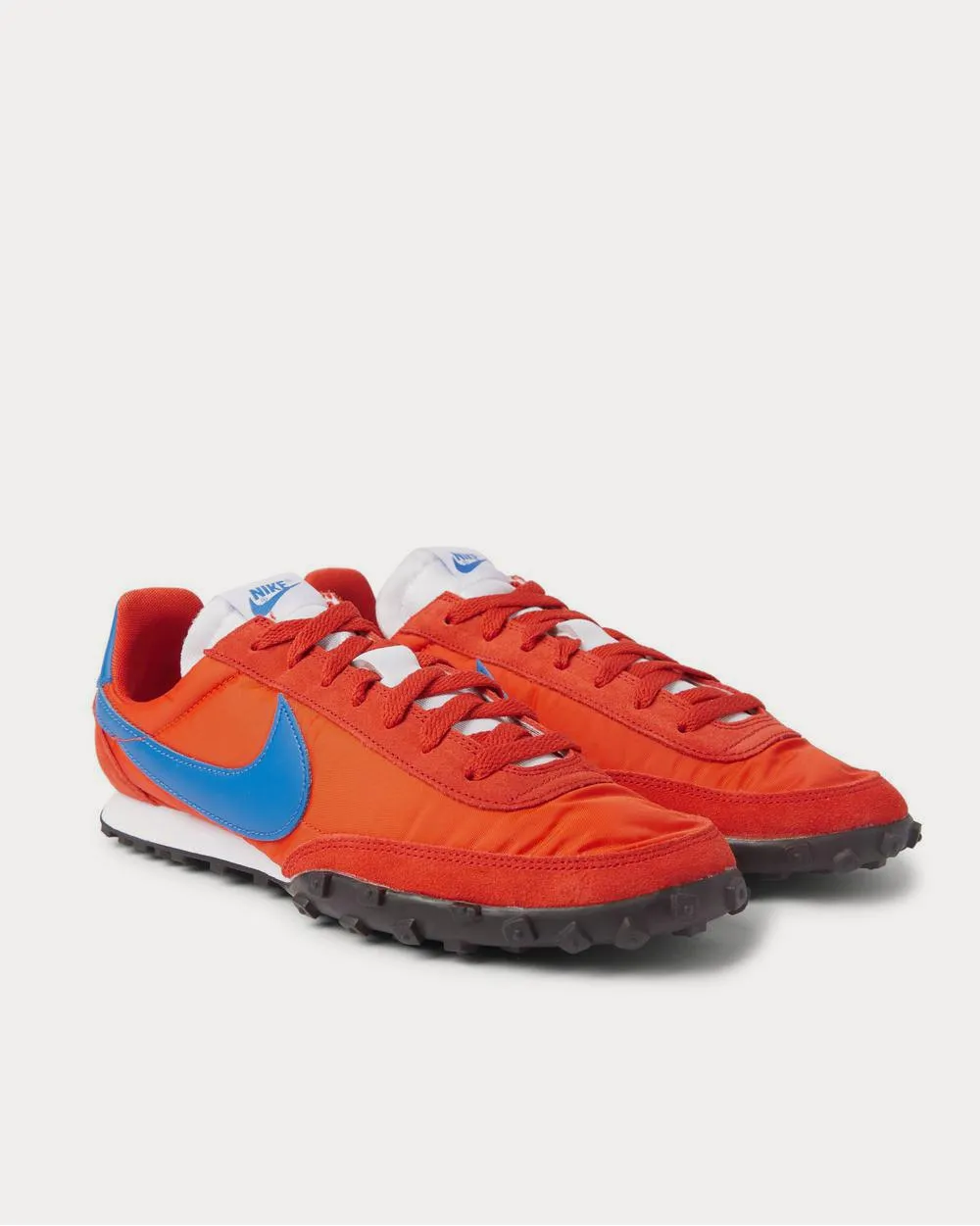 Waffle Racer Leather-Trimmed Shell and Suede  Red low top sneakers