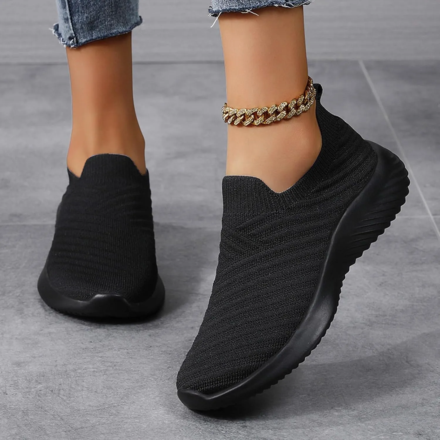 Walking Shoes Women Slip On Comfortable Lightweight Breathable Sock Shoe Casual Mesh Non Slip Tennis Workout Running Sneakers