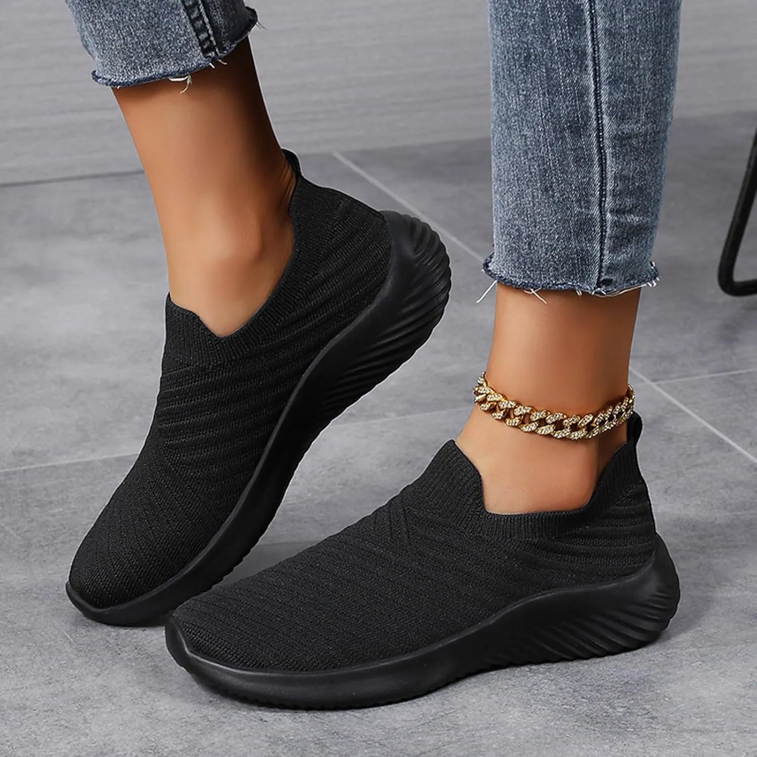 Walking Shoes Women Slip On Comfortable Lightweight Breathable Sock Shoe Casual Mesh Non Slip Tennis Workout Running Sneakers