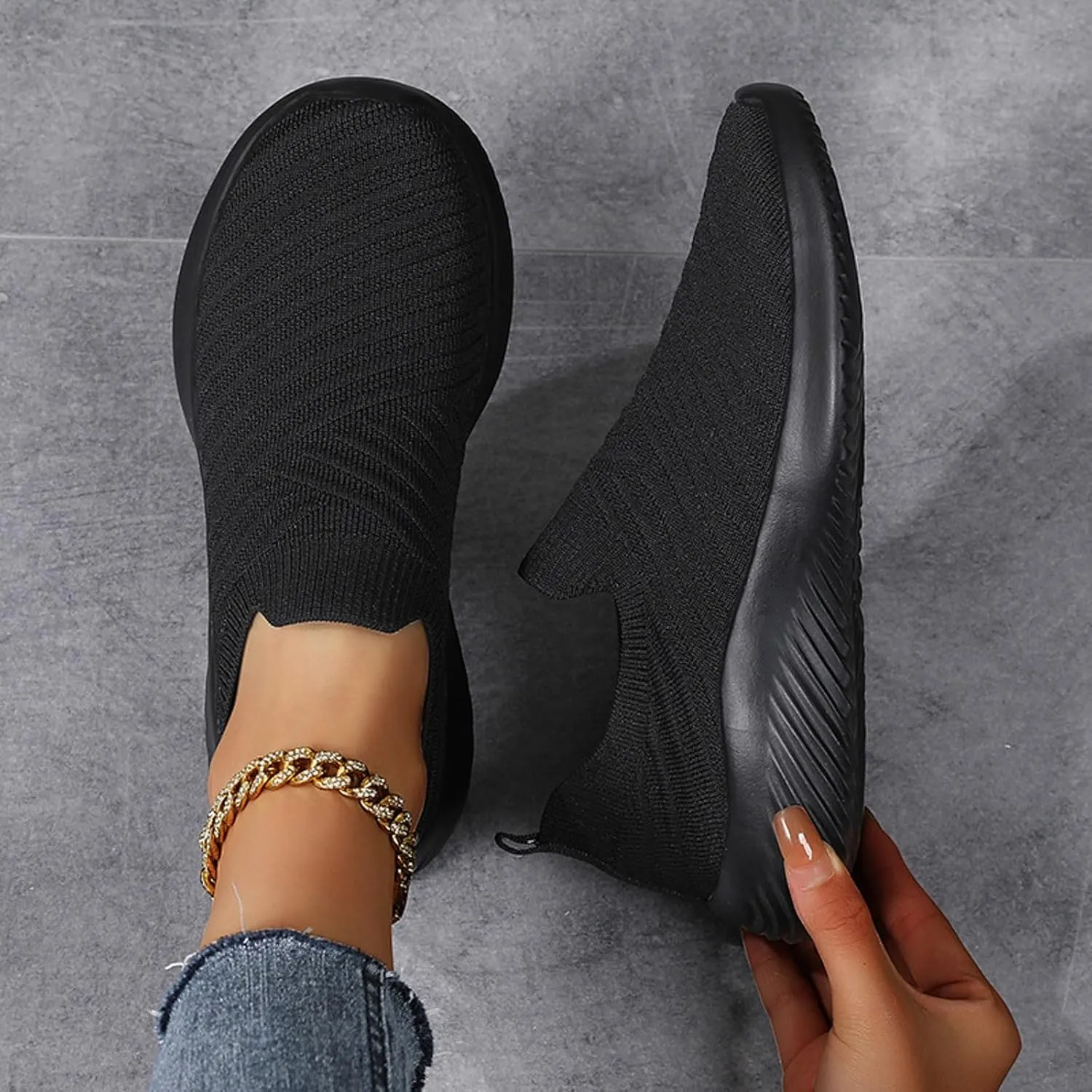 Walking Shoes Women Slip On Comfortable Lightweight Breathable Sock Shoe Casual Mesh Non Slip Tennis Workout Running Sneakers