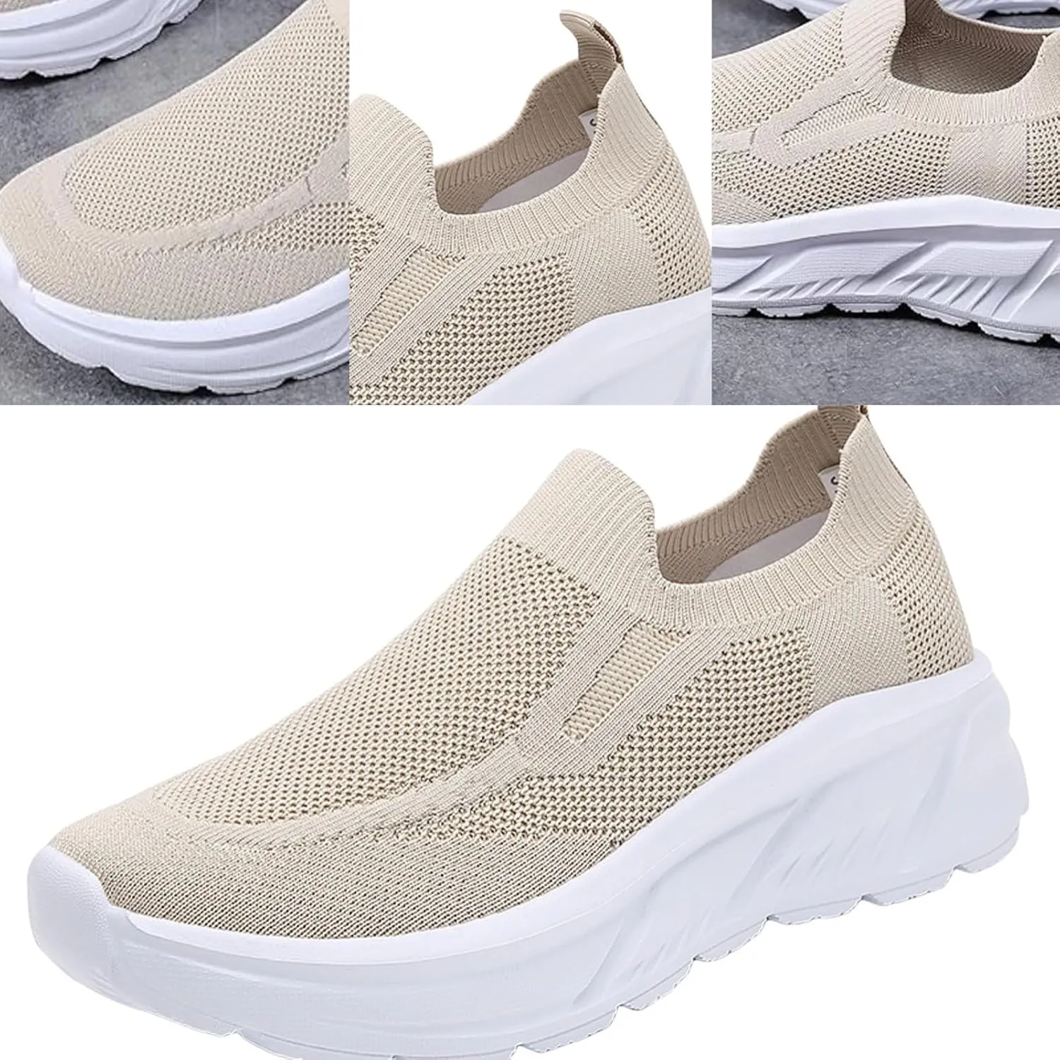 Walking Shoes Women Slip On Sneakers Casual Comfort Mesh Breathable Tennis Shoes Non Slip Workout Athletic Shoes