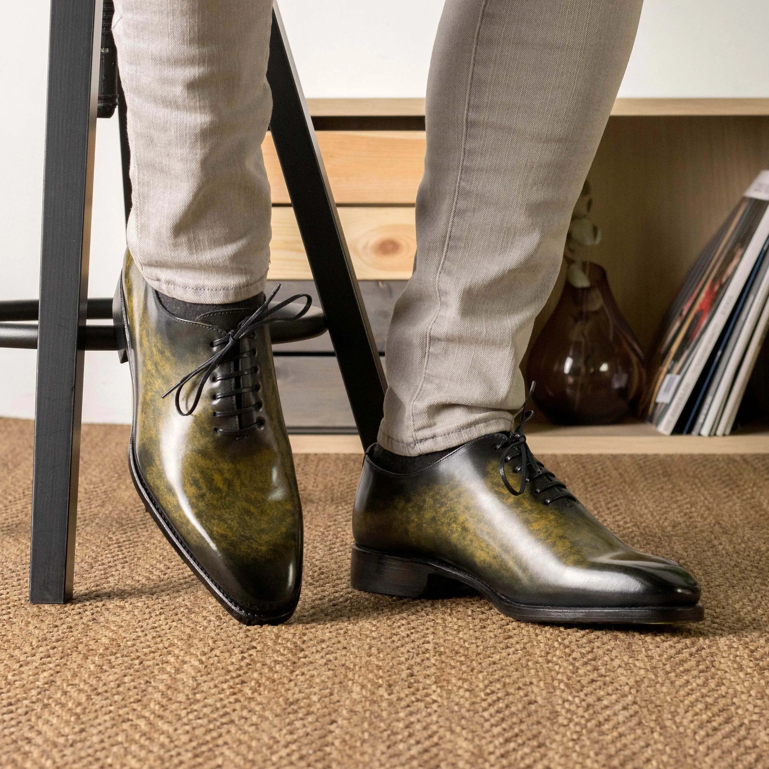 Wholecut Oxford Khaki Patina Leather | Made to Order Luxury Shoes