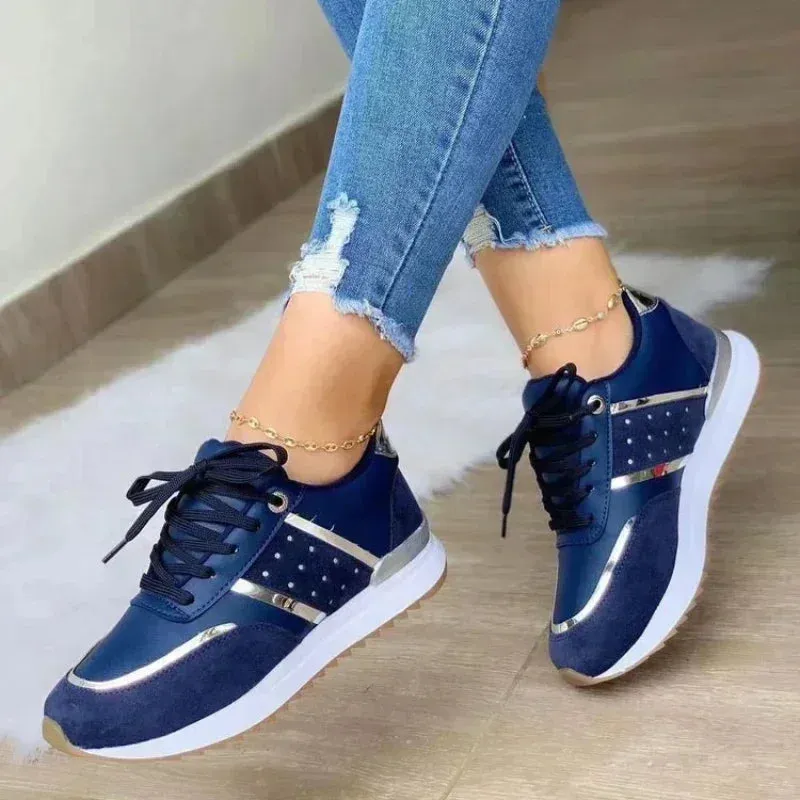 Women Wedges Sneakers Lace Up Breathable Sports Shoes