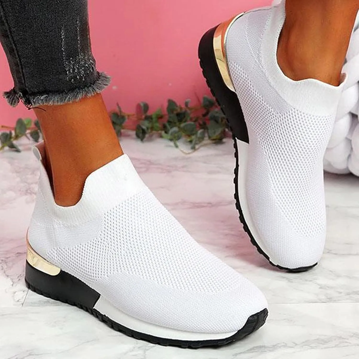 Women's Fashion Sneaker Non Slip Breathable Lightweight Comfortable Lace Up Mens Walking Shoes Wide Width Black Platform Loafers Women Women's Wide Width Sneakers