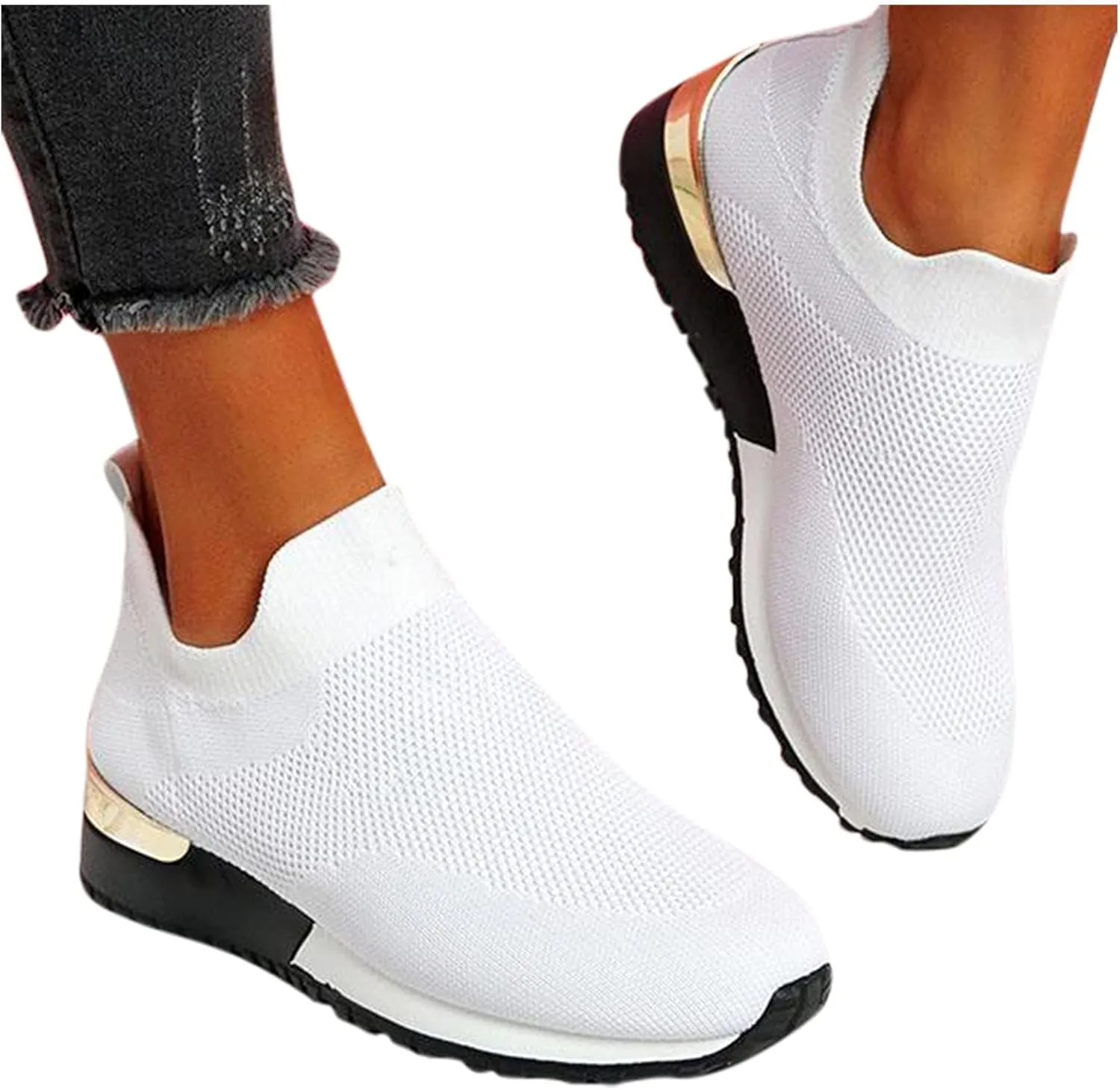 Women's Fashion Sneaker Non Slip Breathable Lightweight Comfortable Lace Up Mens Walking Shoes Wide Width Black Platform Loafers Women Women's Wide Width Sneakers