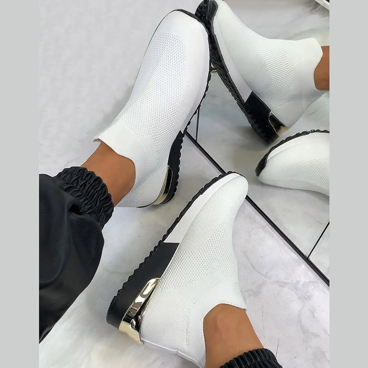 Women's Fashion Sneaker Non Slip Breathable Lightweight Comfortable Lace Up Mens Walking Shoes Wide Width Black Platform Loafers Women Women's Wide Width Sneakers