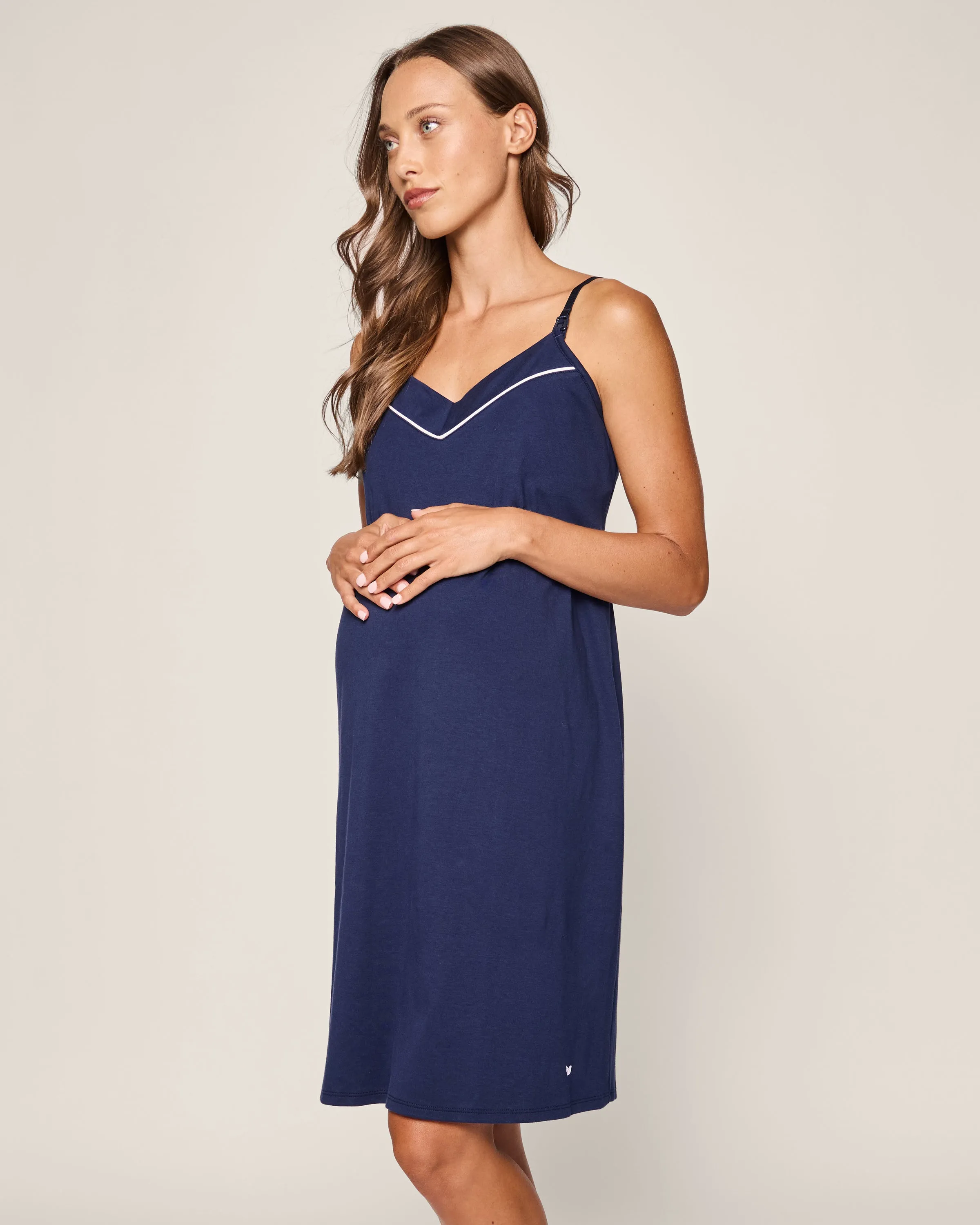 Women's Pima Maternity Nightgown in Navy