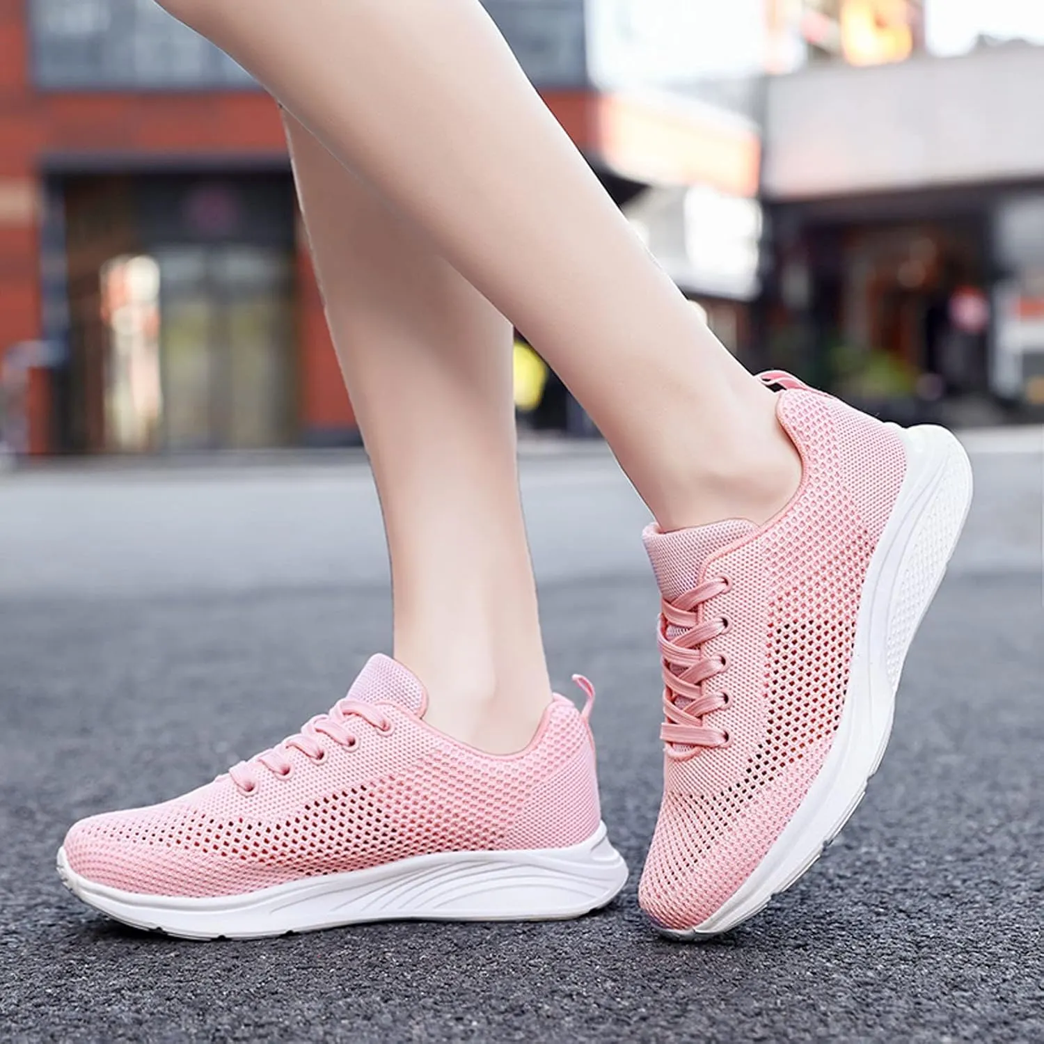 Women's Running Walking Tennis Shoes Comfortable Lace Up Womens Running Shoes Jogging Casual Shoes for Fall Dress Sneakers Brown Tennis Shoe Cross Trainer Shoe