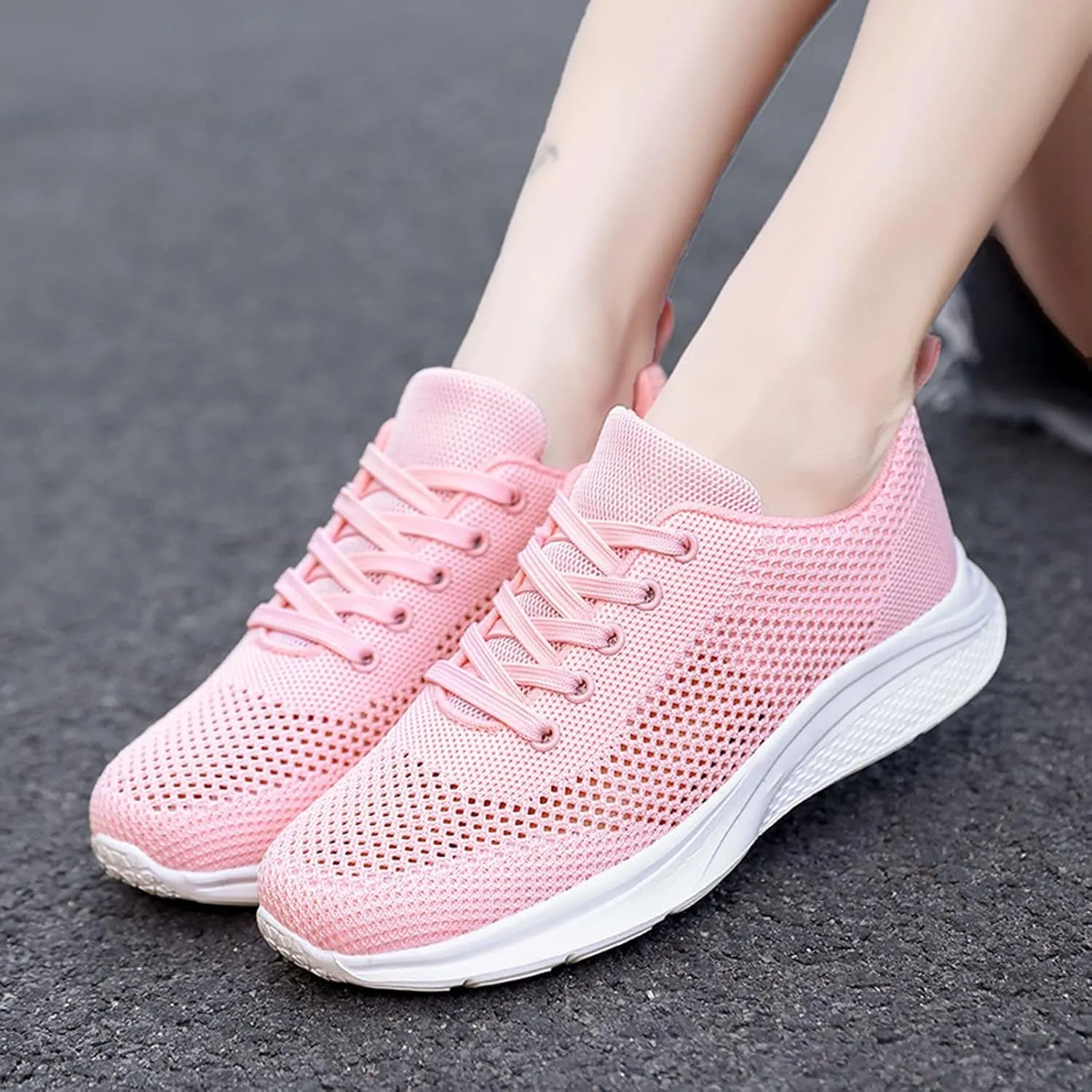 Women's Running Walking Tennis Shoes Comfortable Lace Up Womens Running Shoes Jogging Casual Shoes for Fall Dress Sneakers Brown Tennis Shoe Cross Trainer Shoe