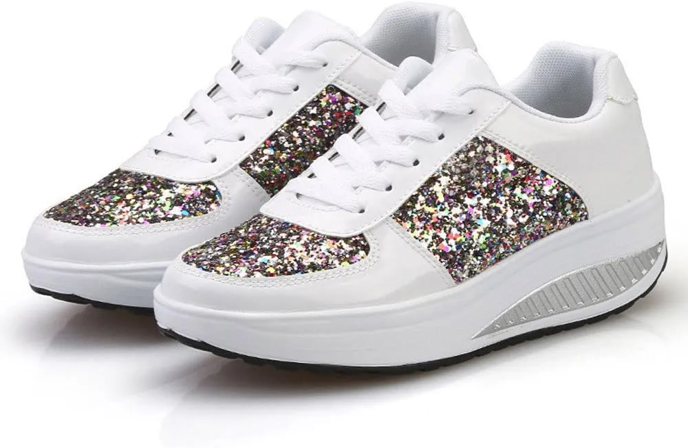 Women's Shoes Sneakers Platform Heghtening Sequin Wedge Athletic Shoes Casual Comfortable Fashion Walking Sport Shoes