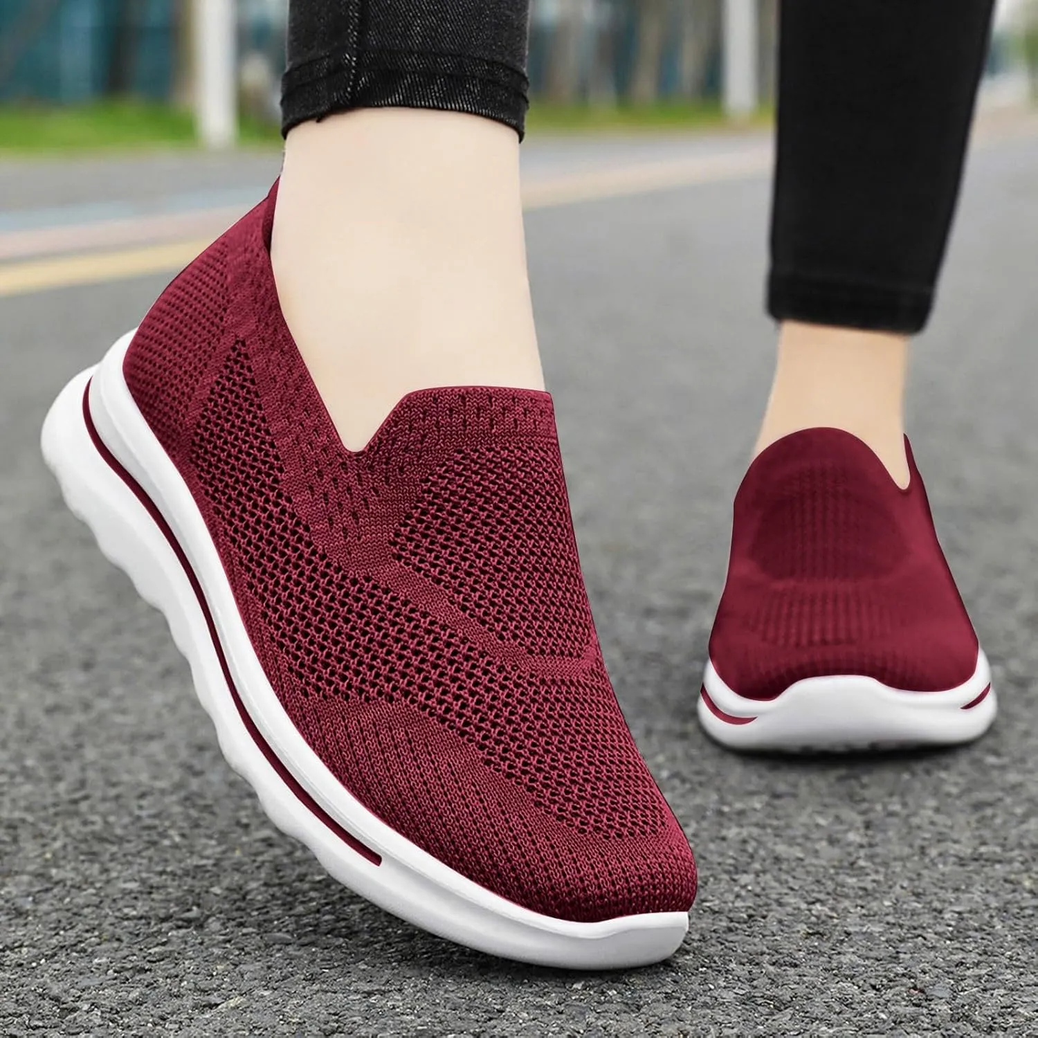 Women's Slip on Walking Shoes Memory Foam Non Slip Comfortable Running Shoes Breathable Gym Workout Shoes Ladies 2024 Fashion Sneakers