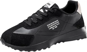 Womens Walking Shoes Slip on Non Slip Memory Foam Comfortable Running Shoes Breathable PU Leather Sports Workout Tennis Shoes Lightweight Fashion Sneakers