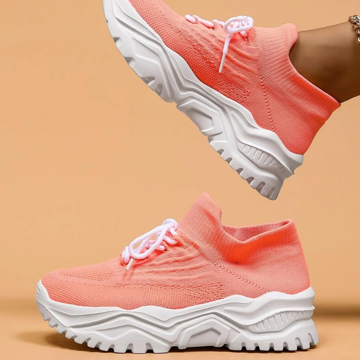 Womens Walking Shoes Sock Sneakers Comfortable Slip On Platform Running Sneaker Casual Mesh Lightweight Fashion Non Slip Tennis Athletic Shoe