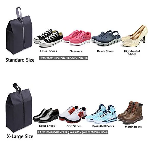 Yamiu Travel Shoe Bags Set Of 4 Waterproof Nylon With Zipper For Men & Women (Black)