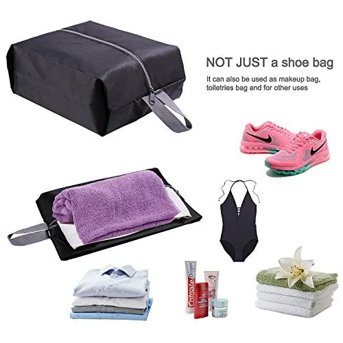 Yamiu Travel Shoe Bags Set Of 4 Waterproof Nylon With Zipper For Men & Women (Black)