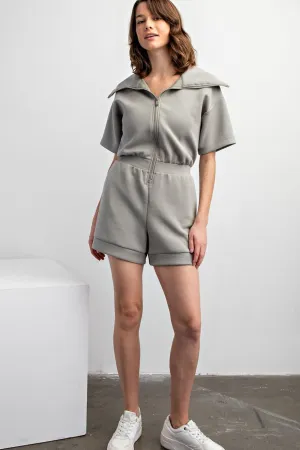 Zipper Short Sleeve Romper